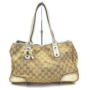 AUTHENTIC Gucci Hand Bag Light Brown Canvas